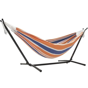 Double cotton hammock with stand (250 cm) - orange punch