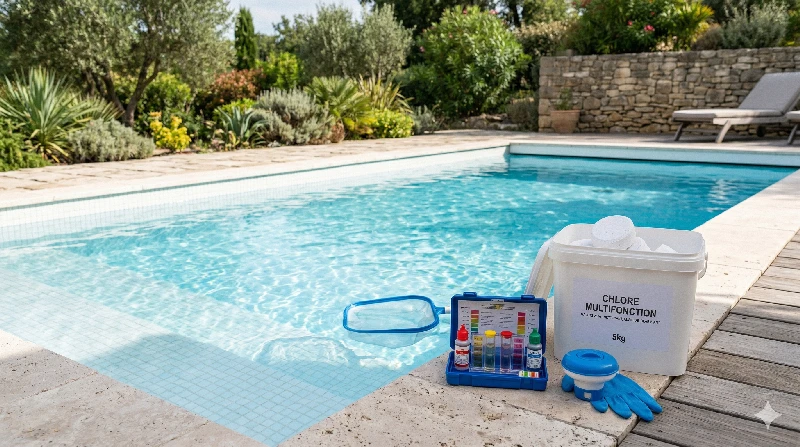 Poolpflege mit Multifunktions-Chlor und Kontrolle der Wasserparameter