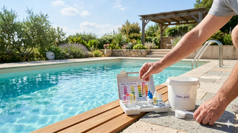 Stabilisant piscine et contrôle de l’eau pour améliorer la tenue du traitement au soleil
